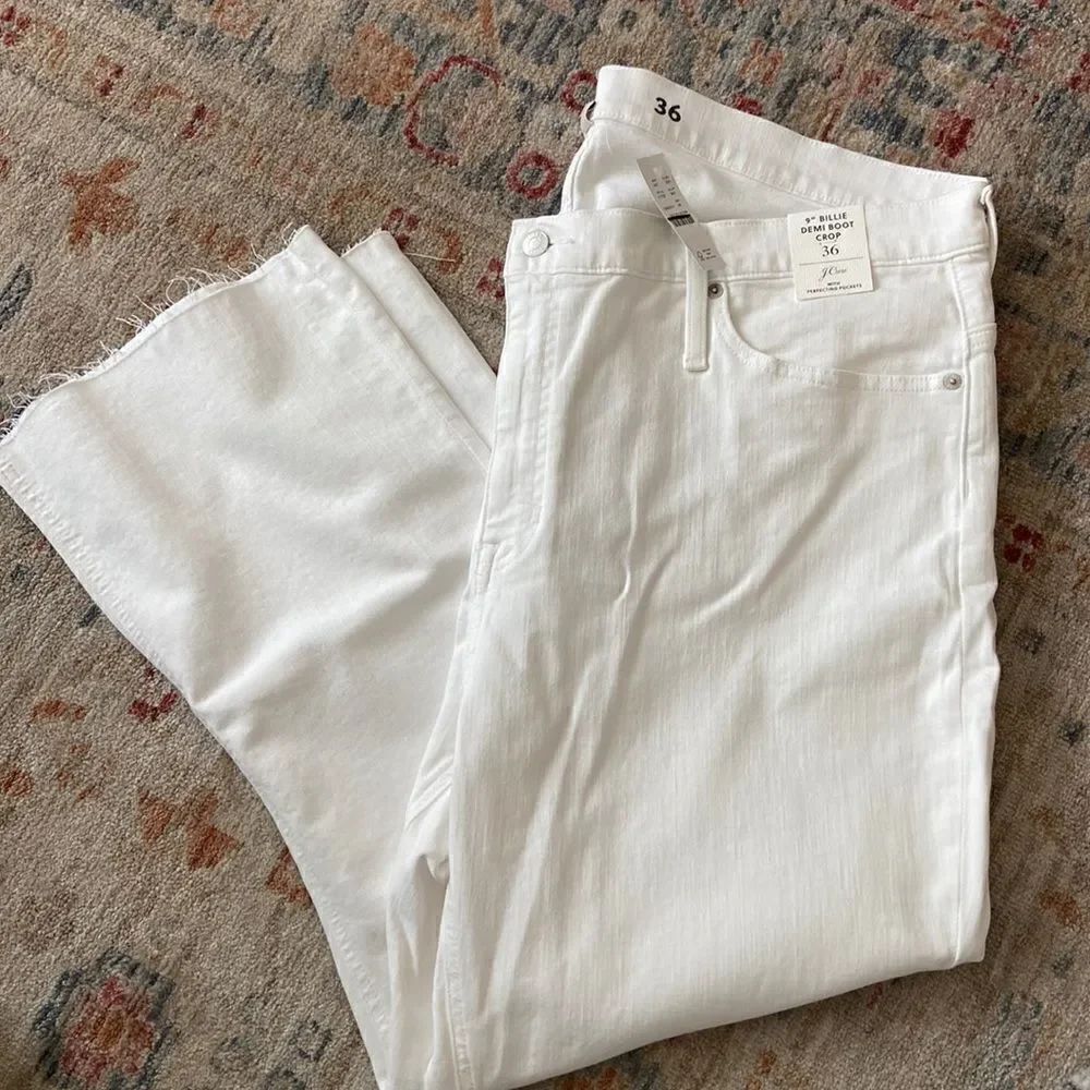 J. Crew 9” Billie demi-boot crop jeans in white wash
